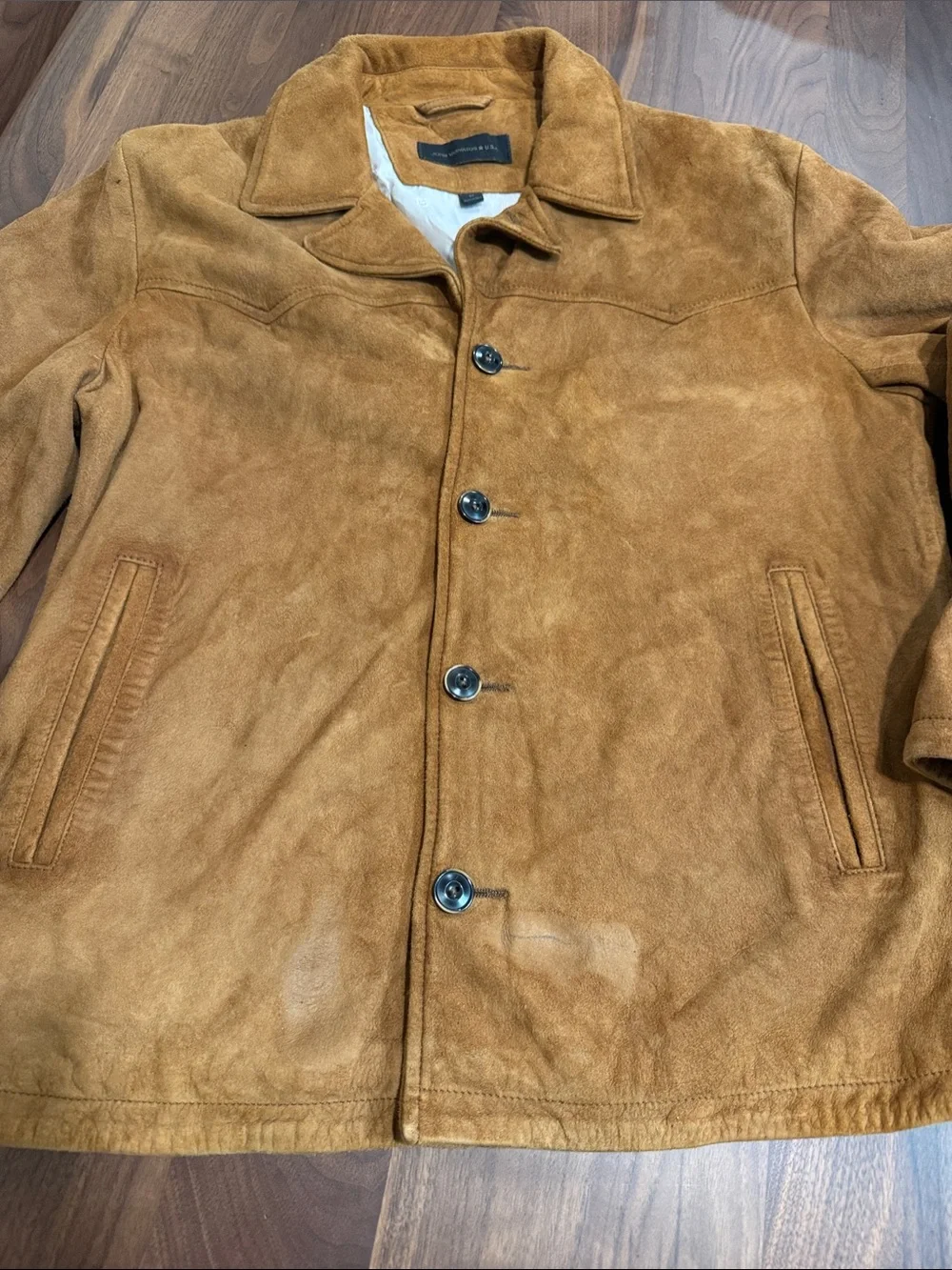 John Varvatos Suede Button-Front Jacket in Tan